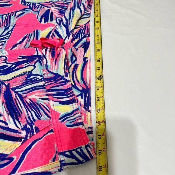 Lily Pulitzer Pants Pink Linen Galley Pants In Tiki Print Size 14 - Picture 10 of 14